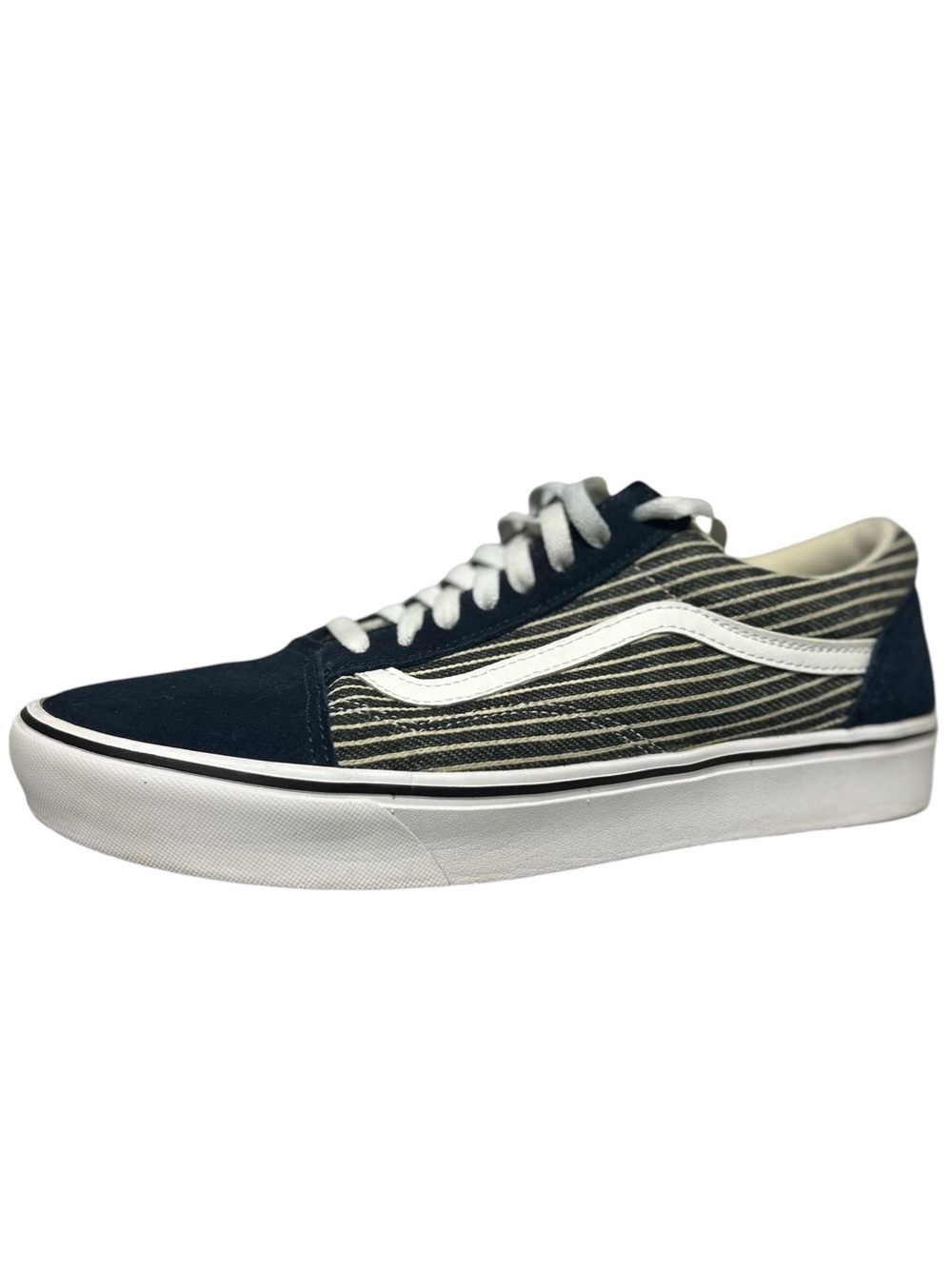 Vans ComfyCush Old Skool Sneakers Unisex Blue White Stripe Skate Skateboard Shoe